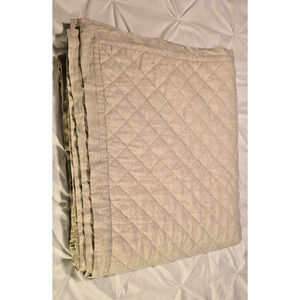 Pottery Barn Belgian Flax Linen Quilt King Flax Ivory Coastal Farmhouse Cottage